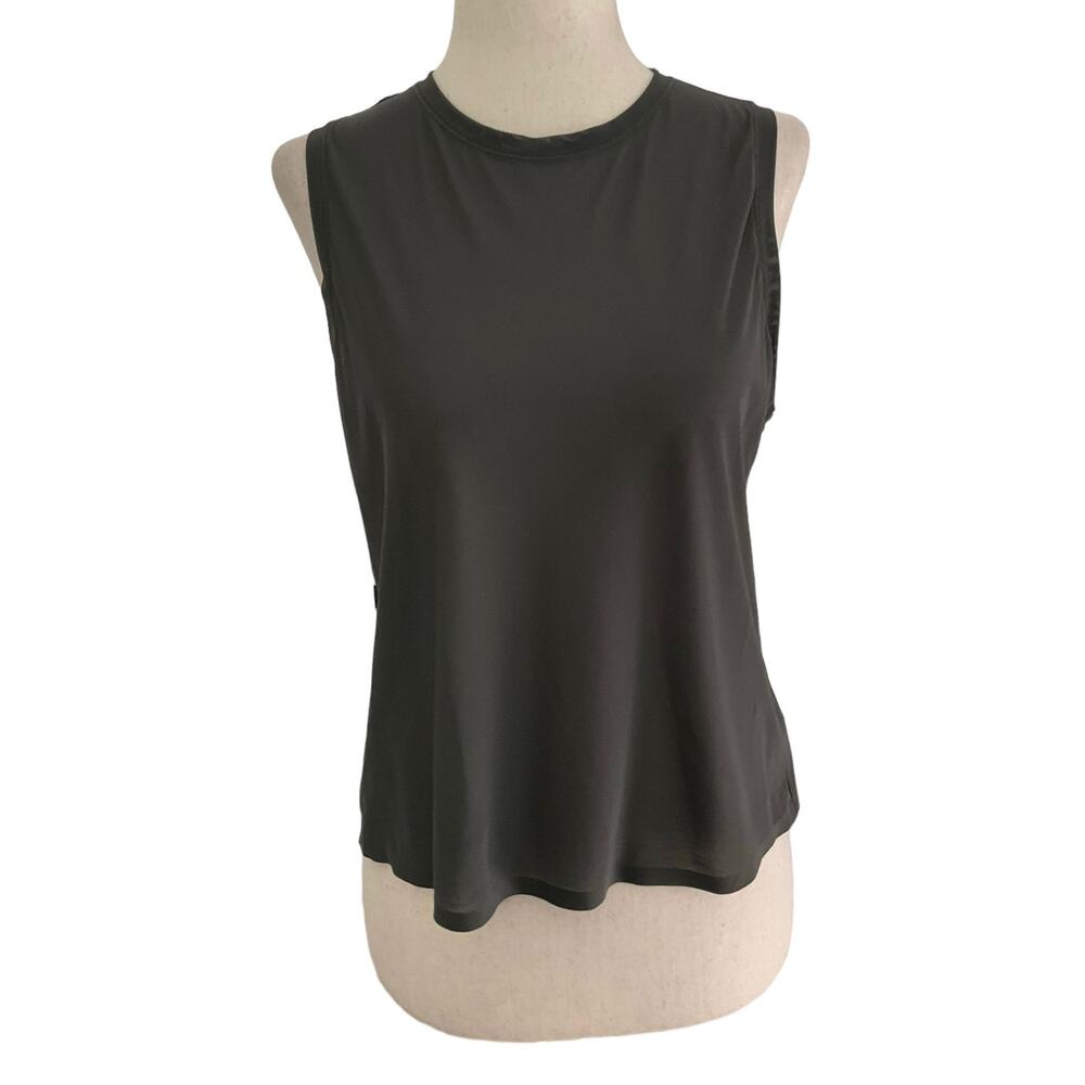 Athleta Gray‎ Athletic Mesh Crew Neck Crop Top Women's Size Small | 3-4